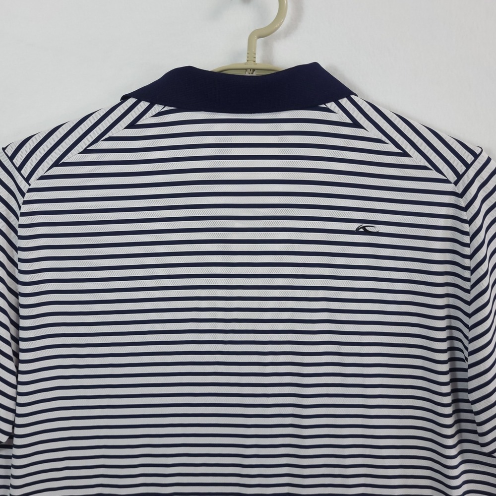 KJUS Luis Stripe Polo Shirt Mens XL Blue White MG60-F00 Short Sleeve Golf - Picture 13 of 16